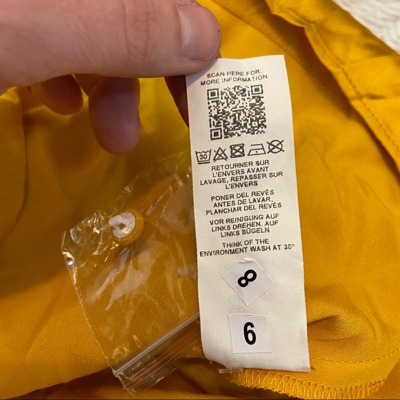 NWOT ASOS Design Mustard Yellow Mini V-Neck Ruffle Dress 12 - Picture 12 of 15